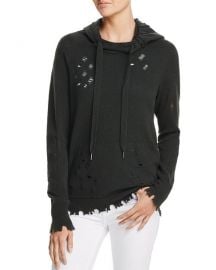 AQUA Distressed Cashmere Hooded Sweater at Bloomingdales